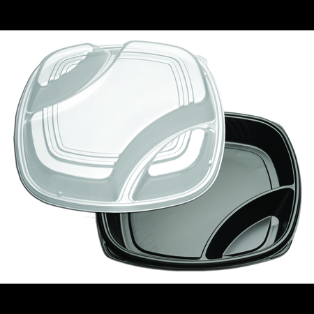 FORUM 3 Compartment Black/Clear Deep Tray High Dome Lid Combo Pack, PK25 CF723-1693CP